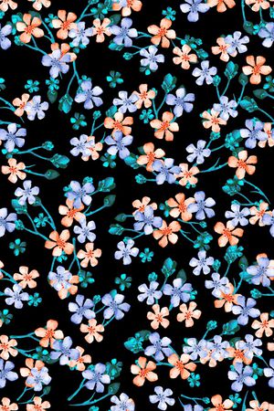 黑底花卉印花华亿平台图片