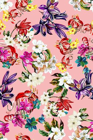 彩底花卉印花华亿平台图片