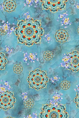 民族花卉印花华亿平台图片