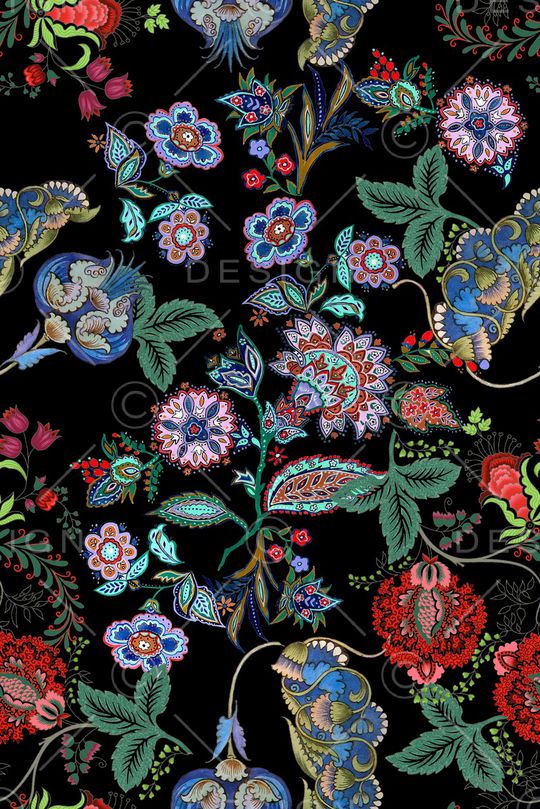 手绘花卉印花华亿平台图片