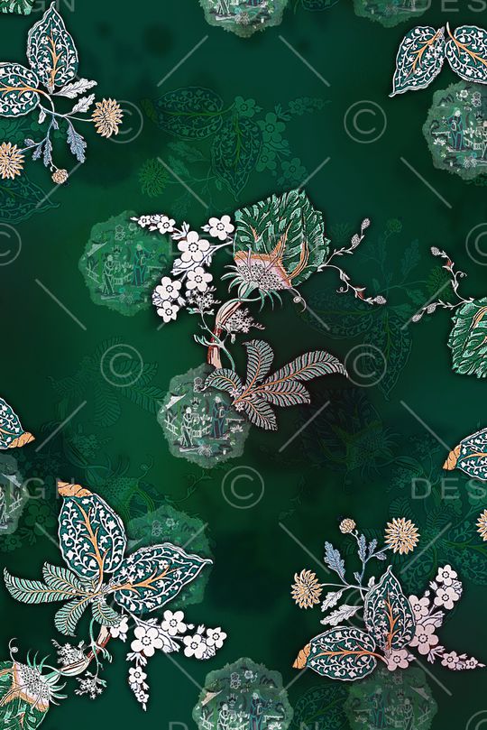 抽象花卉印花华亿平台图片