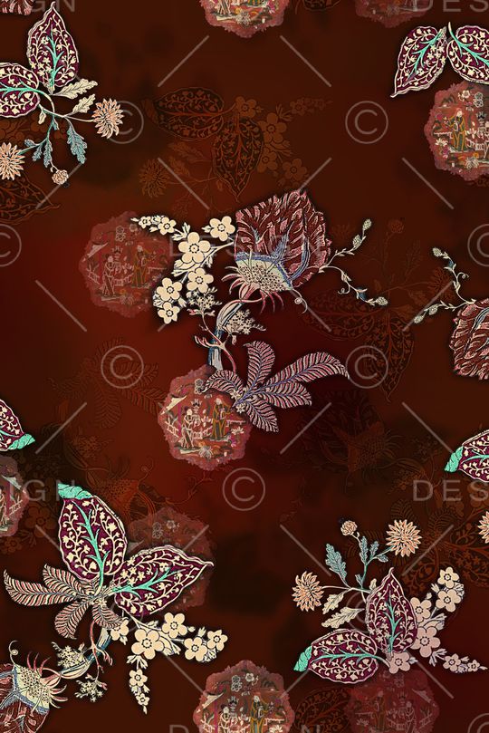 抽象花卉印花华亿平台图片