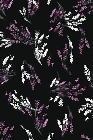 黑底花卉印花华亿平台图片