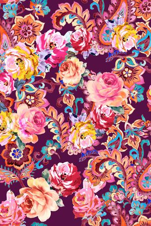 民族花卉印花华亿平台图片