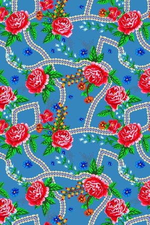 民族花卉印花华亿平台图片