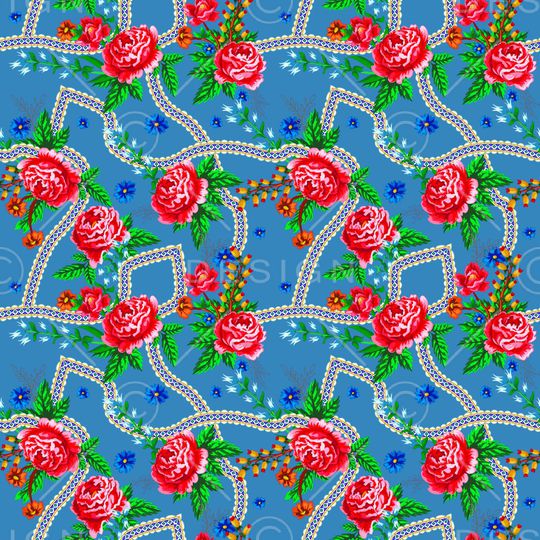 民族花卉印花华亿平台图片