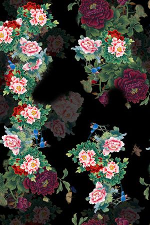 花卉蝴蝶印花华亿平台图片