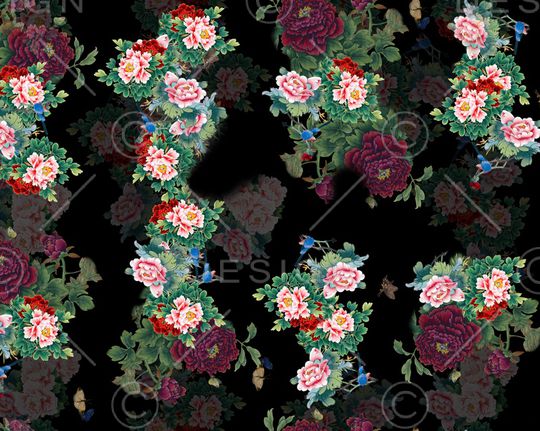 花卉蝴蝶印花华亿平台图片