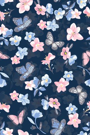 花卉蝴蝶印花华亿平台图片