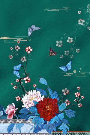 中国风定位花印花华亿平台图片