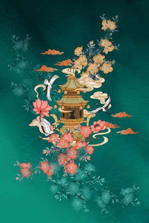 中国风定位花印花华亿平台图片