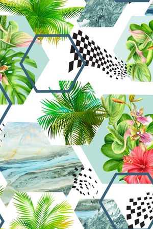 几何花卉印花华亿平台图片