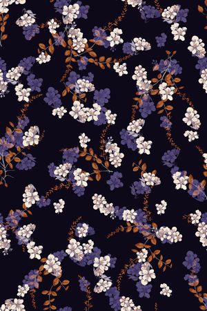 黑底花卉印花华亿平台图片