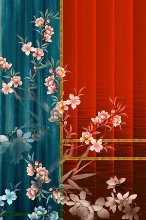 中国风定位花印花华亿平台图片