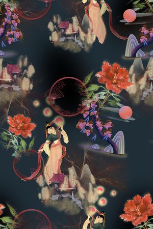 连衣裙印花华亿平台图片