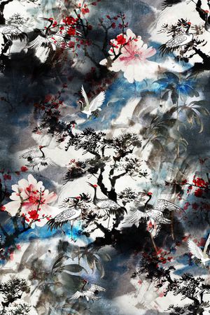 仙鹤印花华亿平台图片