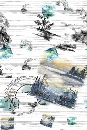 水墨风印花华亿平台图片