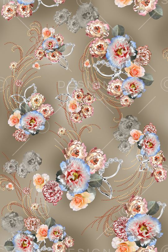 组合花卉印花华亿平台图片