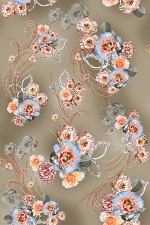 组合花卉印花华亿平台图片