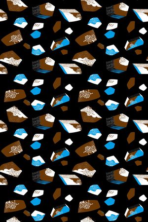 黑底花卉印花华亿平台图片