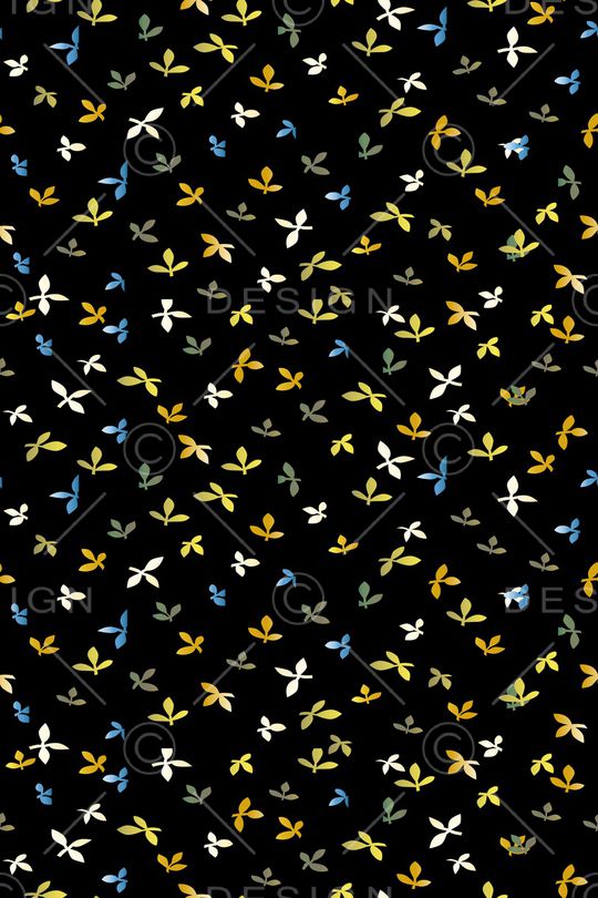 黑底花卉印花华亿平台图片