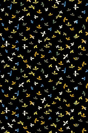 黑底花卉印花华亿平台图片