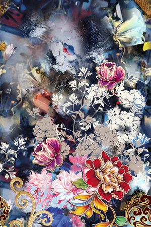 连衣裙印花华亿平台图片