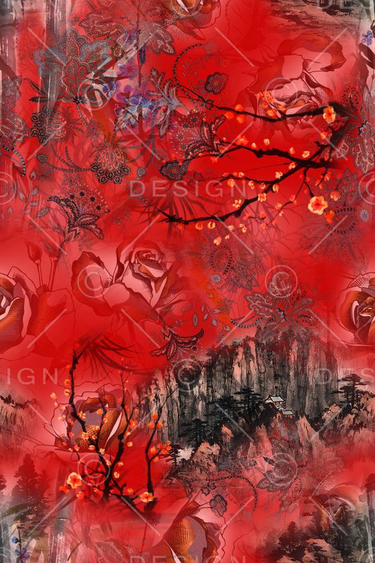 水墨风印花华亿平台图片