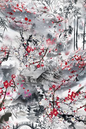 水墨风印花华亿平台图片