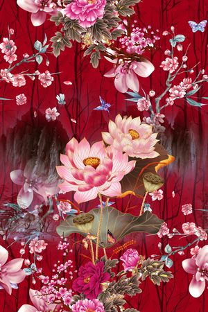 花卉印花华亿平台图片