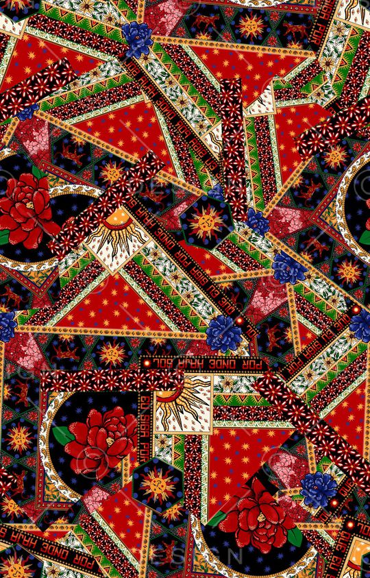 黑底花卉印花华亿平台图片