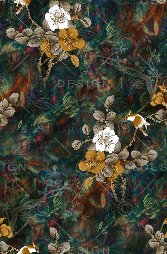 花鸟印花华亿平台图片