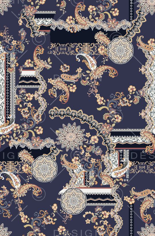 民族花卉印花华亿平台图片