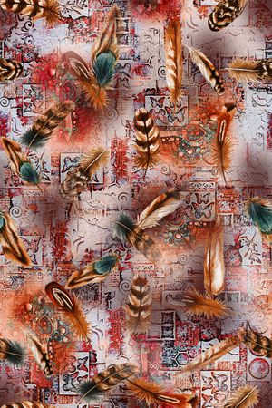 羽毛印花华亿平台图片