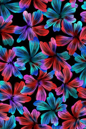 黑底花卉印花华亿平台图片