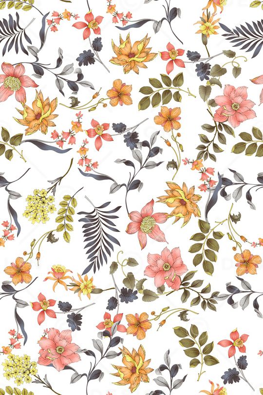 清爽底花卉印花华亿平台图片