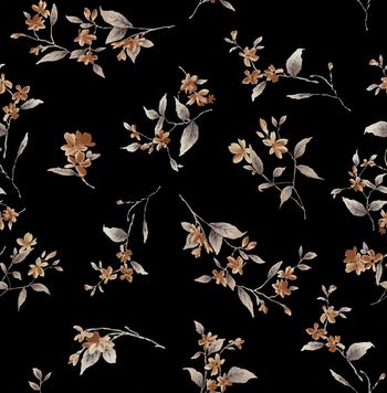 黑底花卉印花华亿平台图片