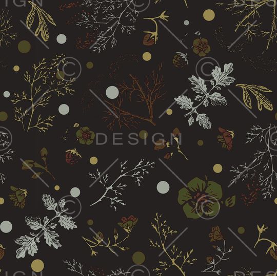 黑底花卉印花华亿平台图片