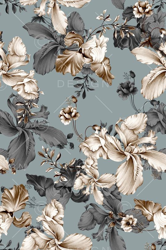 清爽底花卉印花华亿平台图片