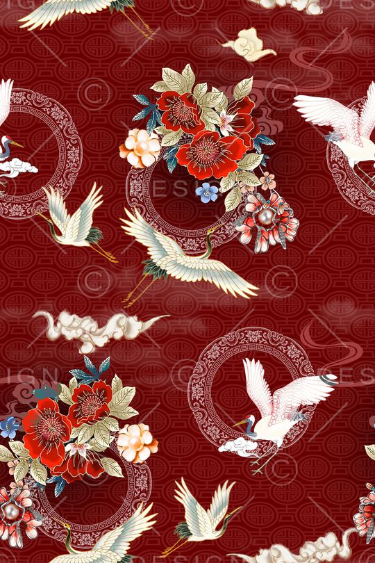 仙鹤印花华亿平台图片