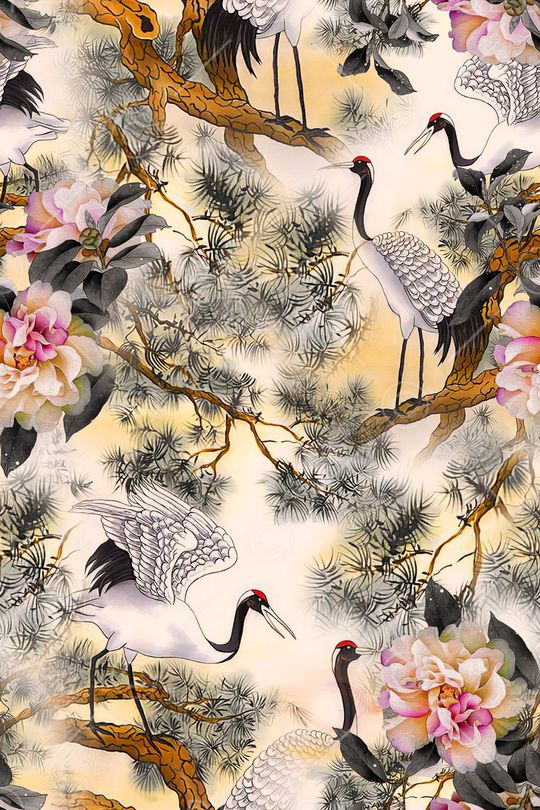 仙鹤印花华亿平台图片