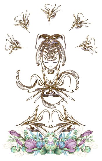 抽象花卉印花华亿平台图片