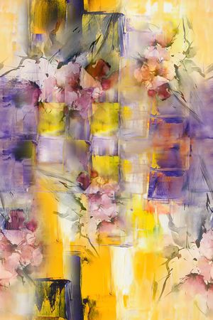 几何花卉印花华亿平台图片