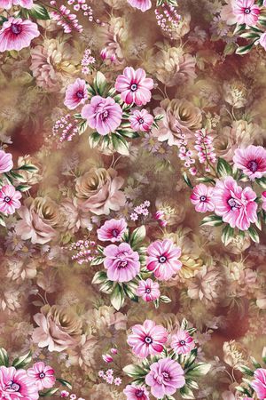 水彩花卉印花华亿平台图片