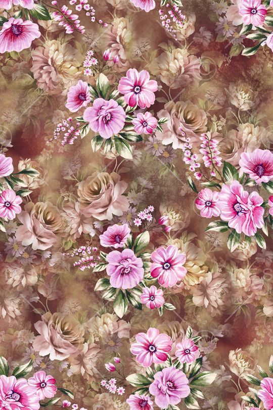 水彩花卉印花华亿平台图片