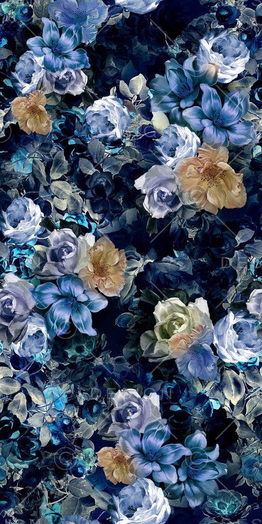 黑底花卉印花华亿平台图片