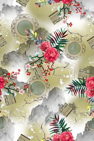 花卉印花华亿平台图片