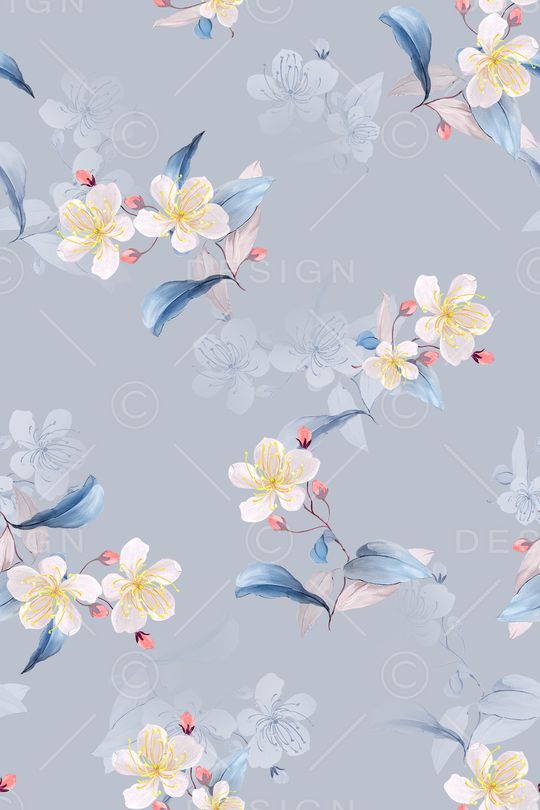 清爽底花卉印花华亿平台图片