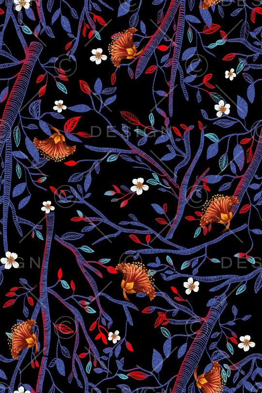 树枝印花华亿平台图片