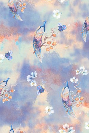 花鸟印花华亿平台图片